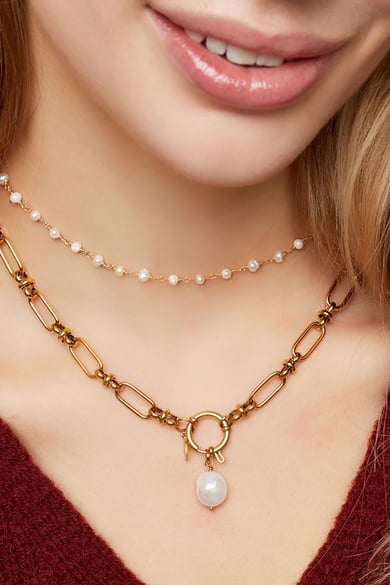 Round closure necklace Gold Color Stainless Steel h5 Picture3